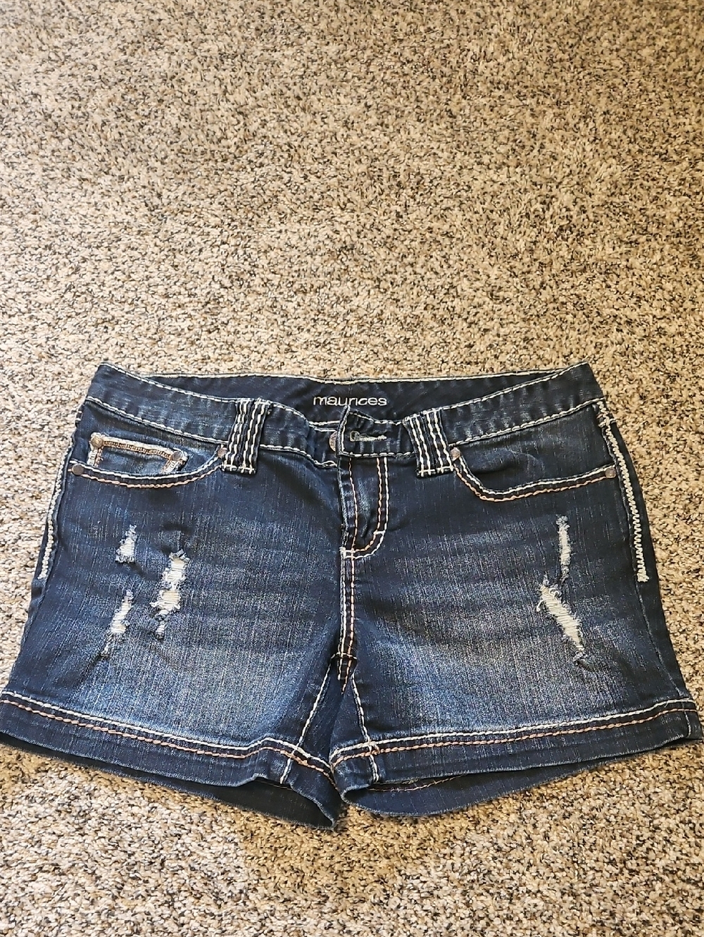 Maurices Dark Wash Distressed Denim Shorts - Blue